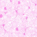 Floral pink background. Seamless texture with flowers and greene Royalty Free Stock Photo