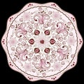 Floral pink round frame