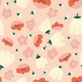 Floral pink white red seamless pattern Royalty Free Stock Photo