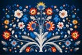 Floral Polish folk art pattern, floral ornament background, generative AI