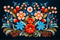 Floral Polish folk art pattern, floral ornament background, generative AI