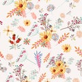 Floral pretty pattern with colorful pastel flowers