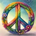 Floral rainbow peace sign Royalty Free Stock Photo