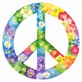 Floral rainbow peace sign Royalty Free Stock Photo