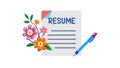 Floral Resume with Pencil for Creative Applications, vector design Generative AI Royalty Free Stock Photo