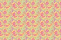 Floral retro background. Multicolor abstract background with yellow pink flowers tulips pattern