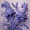 Floral Rocaille: Hyper-detailed Sculptural Paintings In Violet And Blue