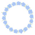 Floral round frame from blue flax flowers