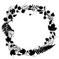 Floral round frame wreath of flowers, natural design