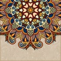 Floral round pattern in ukrainian oriental ethnic