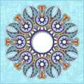 Floral round pattern in ukrainian oriental ethnic