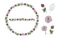 Floral round wreath with clover, daisy and cloverleaf. Vector illustration Royalty Free Stock Photo