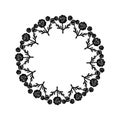Floral scandi wreath in quirky vector style isolated on white background. Decorative frames for playful antique graphics
