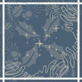 Floral scarf with stars and line motive