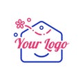 Floral Scent Cleaner Services Business Company Logo Design. Happy Clean House Home Royalty Free Stock Photo