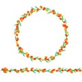 Floral sea buckthorn wreath and ornament