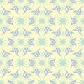 Floral seamless background. Blue and green flower pattern on beige backdrop Royalty Free Stock Photo