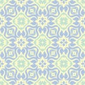 Floral seamless background. Blue and green flower pattern on beige backdrop Royalty Free Stock Photo