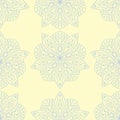 Floral seamless background. Blue and green flower pattern on beige backdrop Royalty Free Stock Photo