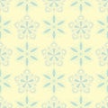 Floral seamless background. Blue and green flower pattern on beige backdrop Royalty Free Stock Photo