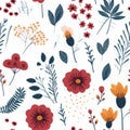 Minimalistic Floral Botanical Pattern On White Background Royalty Free Stock Photo