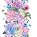 Floral seamless border with Hydrangea