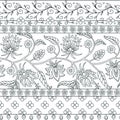 Floral seamless border pattern with indian trailing flowers motifs Royalty Free Stock Photo