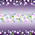 Floral seamless colorful pattern for the design of textiles, fabric, scarf with a border of small flowers in pastel colors Royalty Free Stock Photo