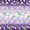 Floral seamless colorful pattern for the design of textiles, fabric, scarf with a border of small flowers in pastel colors Royalty Free Stock Photo