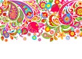 Floral seamless ethnic border with colorful pattern with abstract flowers, paisley and pomegranate for textile design Royalty Free Stock Photo