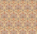 Floral seamless fabric pattern. Flourish tiled oriental ethnic background. Arabic ornament with fantastic flowers and leaves Royalty Free Stock Photo