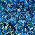 Floral seamless fairy pattern. Watercolor hand painted magic blue color oriental brocade texture.