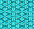 Floral seamless lace pattern. Geometric mosaic background. Mint green, blue and gold kaleidoscope. Oriental ornament Royalty Free Stock Photo