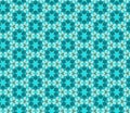 Floral seamless lace pattern. Geometric mosaic background. Mint green, blue and gold kaleidoscope. Oriental ornament