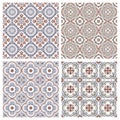 Floral seamless mosaic tile. Vector ceramic vintage pattern. Mediterranean, Ottoman Royalty Free Stock Photo