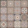 Floral seamless mosaic tile. Vector ceramic vintage pattern. Mediterranean, Ottoman