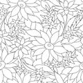 Floral seamless outline pattern. monohrome texture with flowers. Royalty Free Stock Photo