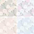 Floral seamless pastel patterns set