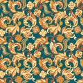 Folkloric flowers seamless pattern. ethnic floral vector ornament