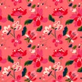 Floral seamless pattern with abstract flowers and leaves. Royalty Free Stock Photo