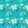 Floral seamless pattern with abstract flowers and leaves Royalty Free Stock Photo