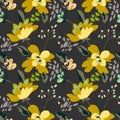 Floral seamless pattern with abstract flowers and leaves Royalty Free Stock Photo