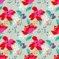 Floral seamless pattern with abstract flowers and leaves Royalty Free Stock Photo