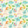 Floral seamless pattern with abstract flowers and leaves Royalty Free Stock Photo