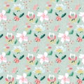 Floral seamless pattern with abstract flowers and leaves Royalty Free Stock Photo