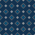 Floral seamless pattern. Abstract geometric texture. Deep blue and gray color Royalty Free Stock Photo