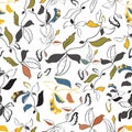 Floral seamless pattern with abstract leaves and plants.