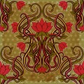 Floral seamless pattern in art nouveau style