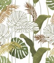 Floral seamless pattern of tropical leaves