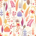 Floral Seamless Pattern with Autumn Plants